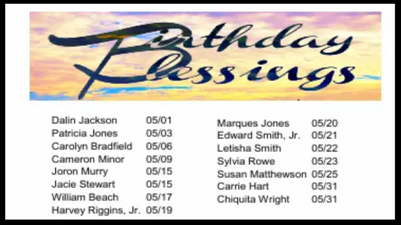 May Birthdays - Made with PosterMyWall